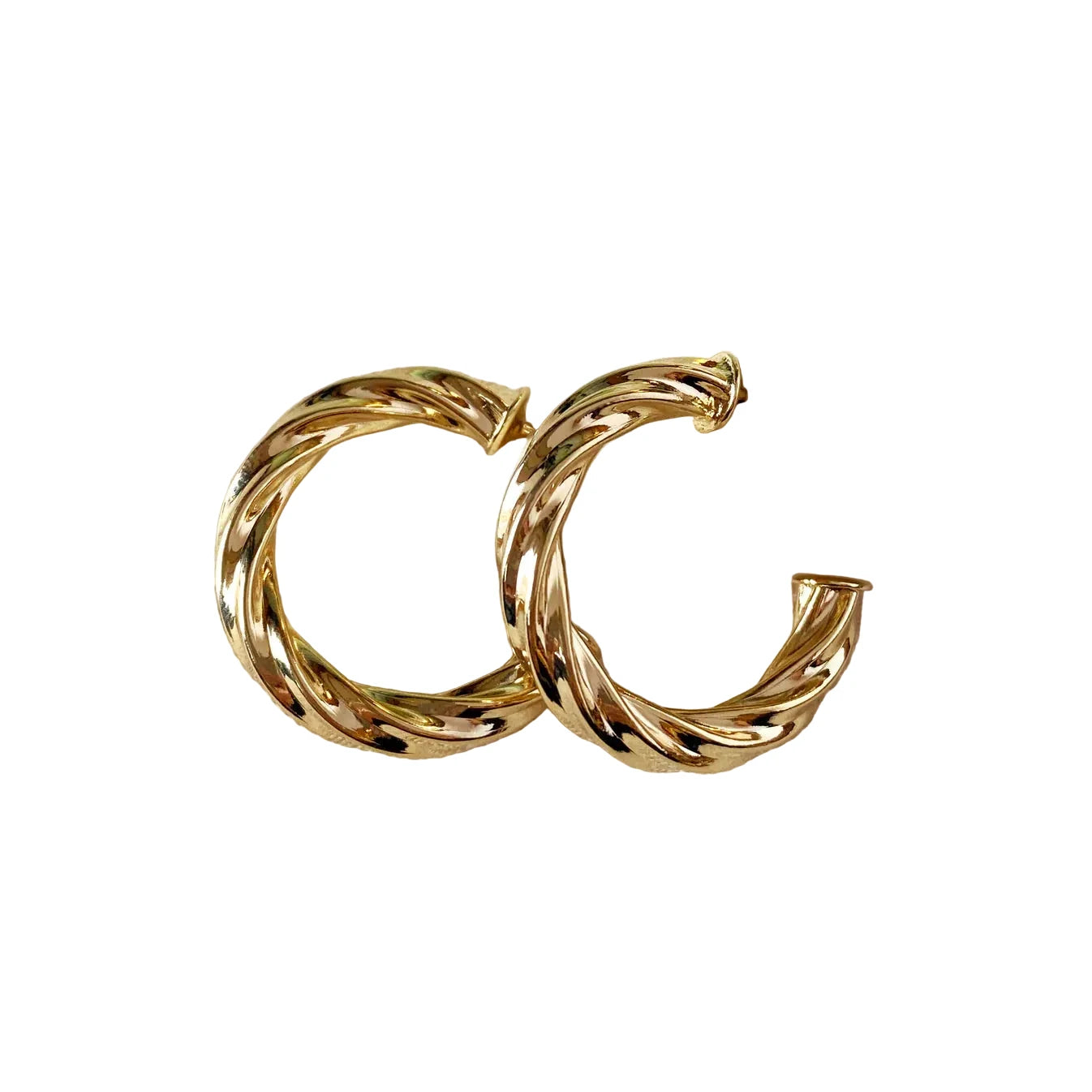 TWISTED HALF HOOP EARRINGS