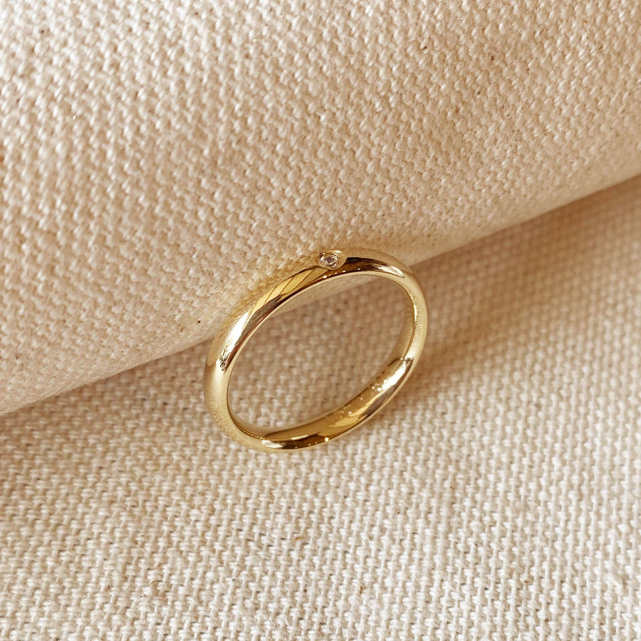 Band Ring With CZ Stone