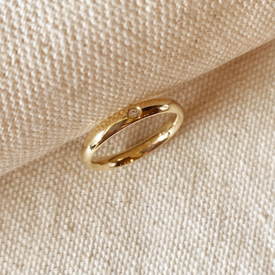 Band Ring With CZ Stone
