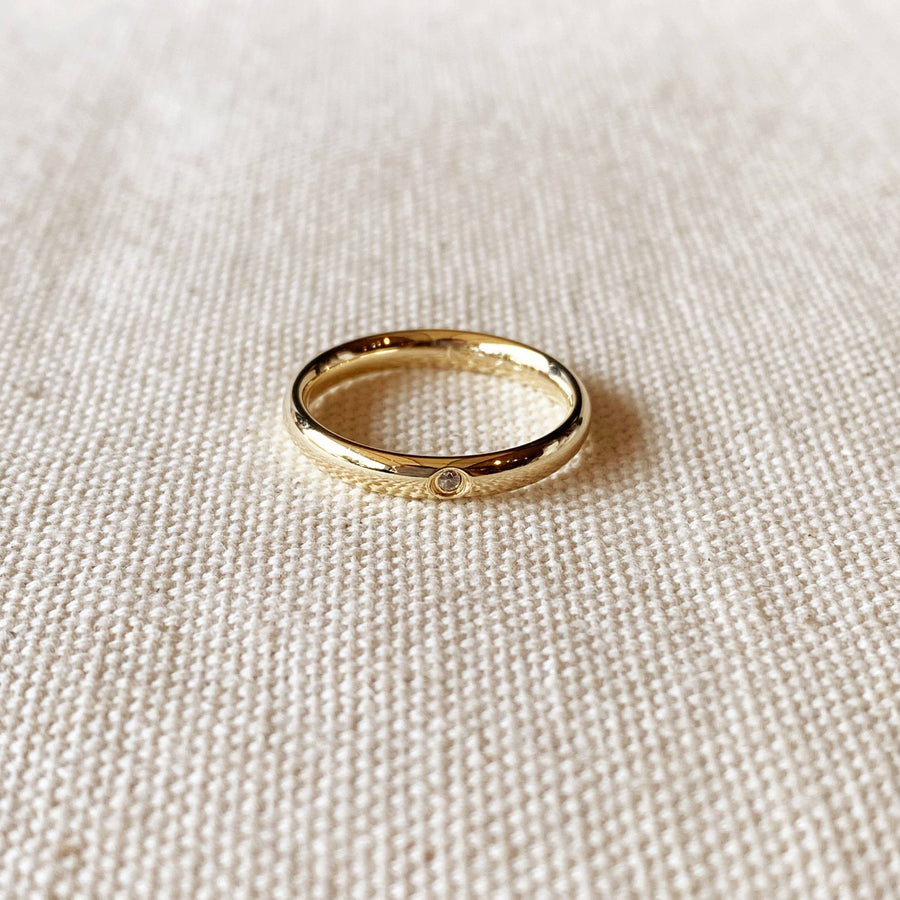 Band Ring With CZ Stone